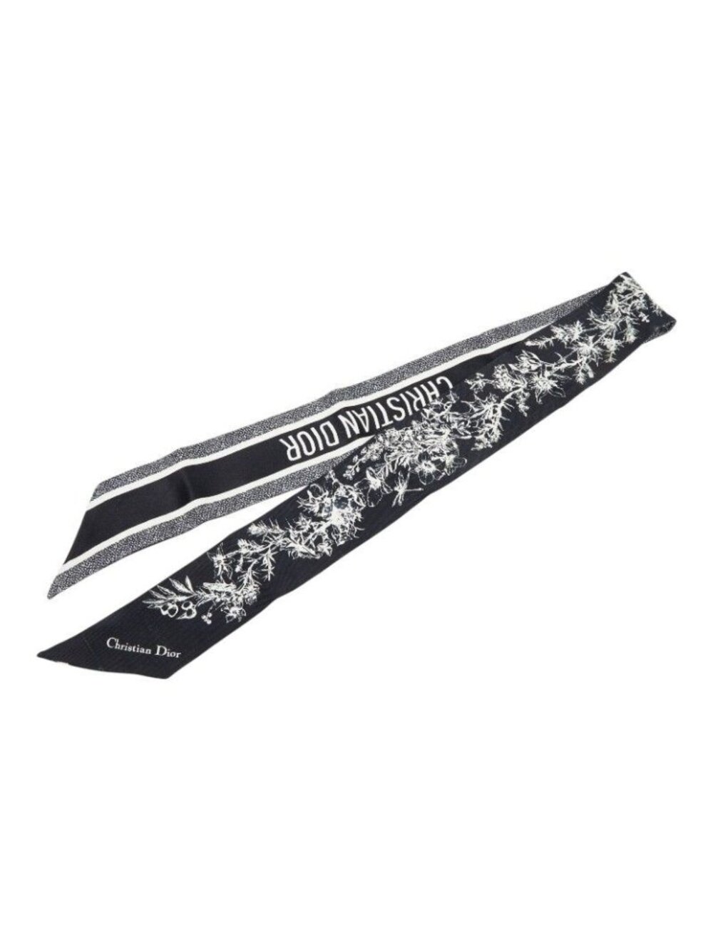 Dior Toile de Jouy Flower Mitzah Scarf Twilly Black White Silk